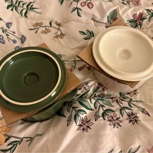 Ceramic Green and Cream Cookware Set
